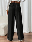 Tailored Trousers Women High Waist Button Detail Straight Leg