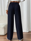 Tailored Trousers Women High Waist Button Detail Straight Leg