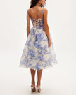 FJØRNA 2024SS halter print casual mini dress with hydrangea pattern, spaghetti straps, perfect for summer wear
