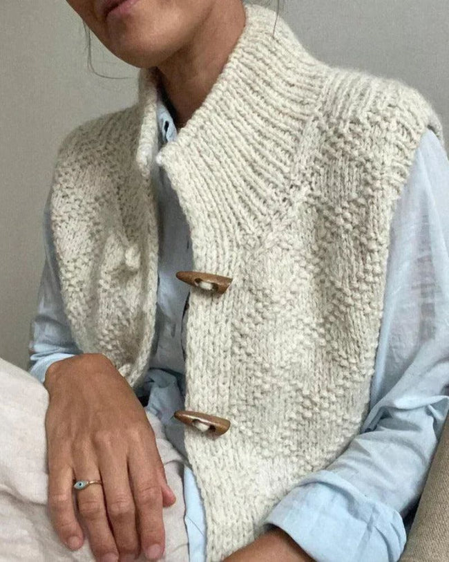 Ingrid | Women's Versatile Chunky Knit Button-Front Cardigan Sweater with Wool Cozy for Layering