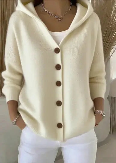 Abigail | Women's Hooded Button Front Cardigan with Cozy Classic for Layering