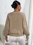Cable-Knit Sweater Women, Volume Sleeves Relaxed Winter Knit