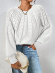Cable-Knit Sweater Women, Volume Sleeves Relaxed Winter Knit