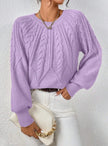 Cable-Knit Sweater Women, Volume Sleeves Relaxed Winter Knit