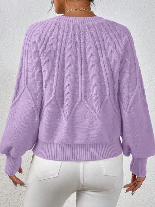 Cable-Knit Sweater Women, Volume Sleeves Relaxed Winter Knit