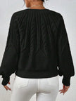 Cable-Knit Sweater Women, Volume Sleeves Relaxed Winter Knit