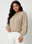 Cable-Knit Sweater Women, Volume Sleeves Relaxed Winter Knit