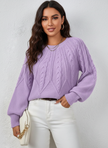 Cable-Knit Sweater Women, Volume Sleeves Relaxed Winter Knit