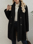 Teddy Coat Women Cable Knit Longline Button Front