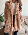 Teddy Coat Women Cable Knit Longline Button Front