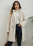 Teddy Coat Women Cable Knit Longline Button Front