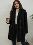 Teddy Coat Women Cable Knit Longline Button Front