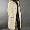 Knit Coat Women Oversized Cable-Knit Hooded Full-Length
