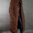 Knit Coat Women Oversized Cable-Knit Hooded Full-Length