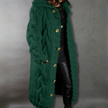 Knit Coat Women Oversized Cable-Knit Hooded Full-Length