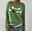 Amara | Women's Relaxed-Fit Wool-Blend Sweater with Wide Collar and Scandinavian Print for Layering