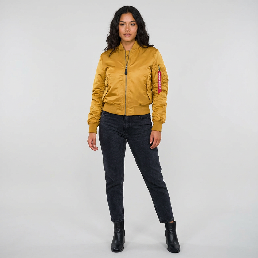 Bomber Jacket Women Satin Zip Up Utility Pockets