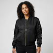 Bomber Jacket Women Satin Zip Up Utility Pockets
