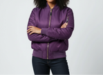 Bomber Jacket Women Satin Zip Up Utility Pockets