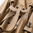 Trench Coat Women Double Breasted Belted Long Lapel Collar