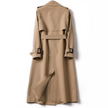 Trench Coat Women Double Breasted Belted Long Lapel Collar