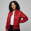 Bomber Jacket Women Regular Fit Zip-Up Ribbed Collar Utility Pocket
