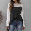 Colourblock Knit Sweater Women Long Sleeve Relaxed Fit