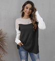 Colourblock Knit Sweater Women Long Sleeve Relaxed Fit