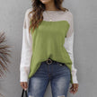 Colourblock Knit Sweater Women Long Sleeve Relaxed Fit