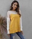 Colourblock Knit Sweater Women Long Sleeve Relaxed Fit