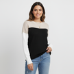Colourblock Knit Sweater Women Long Sleeve Relaxed Fit