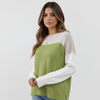 Colourblock Knit Sweater Women Long Sleeve Relaxed Fit
