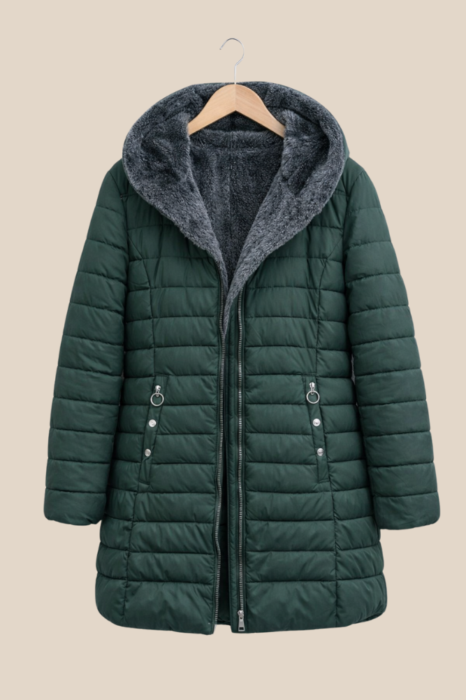 Danique | Women's Longline Hooded Fleece-Lined Winter Puffer Coat