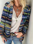 Striped Knit Cardigan Women Relaxed Fit Colourful