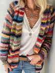 Striped Knit Cardigan Women Relaxed Fit Colourful