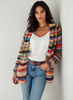 Striped Knit Cardigan Women Relaxed Fit Colourful