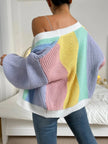 Colourblock Cardigan Women, Soft Knit Open-Front Relaxed Fit