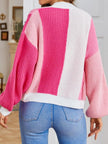 Colourblock Cardigan Women, Soft Knit Open-Front Relaxed Fit