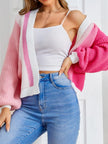 Colourblock Cardigan Women, Soft Knit Open-Front Relaxed Fit