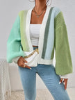 Colourblock Cardigan Women, Soft Knit Open-Front Relaxed Fit