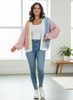 Colourblock Cardigan Women, Soft Knit Open-Front Relaxed Fit
