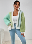 Colourblock Cardigan Women, Soft Knit Open-Front Relaxed Fit