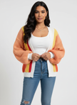 Colourblock Cardigan Women, Soft Knit Open-Front Relaxed Fit