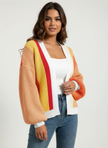 Colourblock Cardigan Women, Soft Knit Open-Front Relaxed Fit