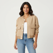 Bomber Jacket Women Cropped Flap Chest Pockets