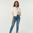 Bomber Jacket Women Cropped Flap Chest Pockets