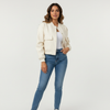 Bomber Jacket Women Cropped Flap Chest Pockets