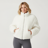 Teddy Jacket Women Cropped Zip Front Relaxed Fit
