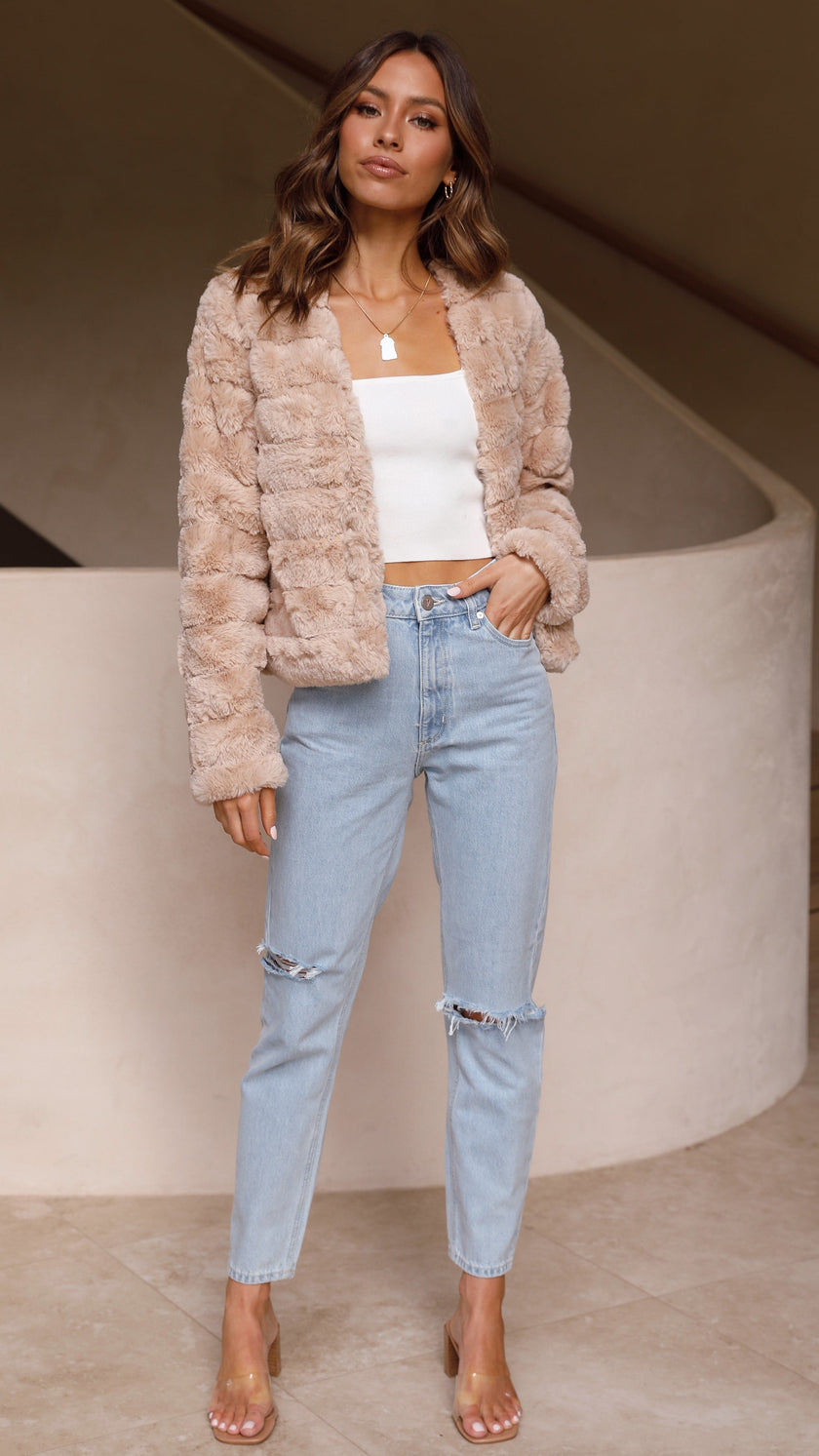 Faux Fur Jacket Women Short Warm Quilted Lining Winter