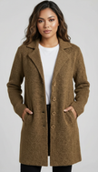 Long Coat Women Lapel Collar Button Front Side Pockets